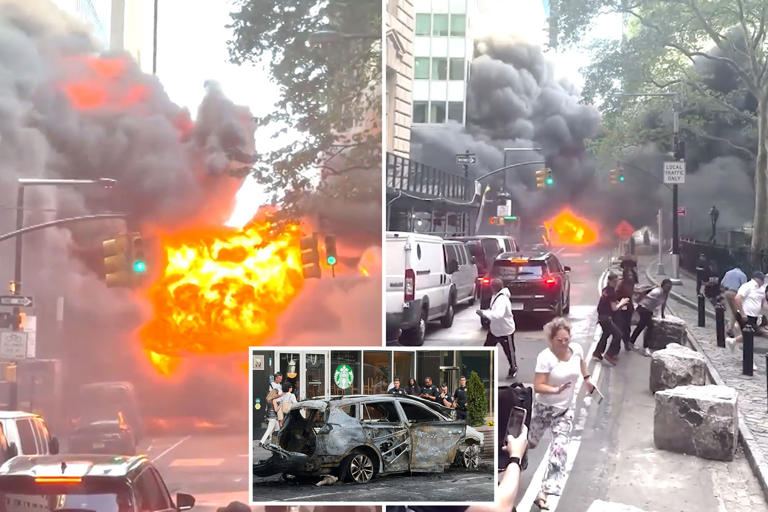 Insane video shows MTA car explode in huge NYC fireball near Wall ...