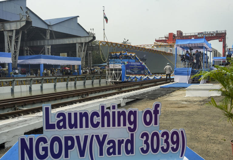 GRSE launches first next-gen offshore patrol vessel for Indian Navy