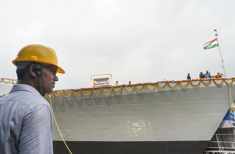 GRSE launches first next-gen offshore patrol vessel for Indian Navy