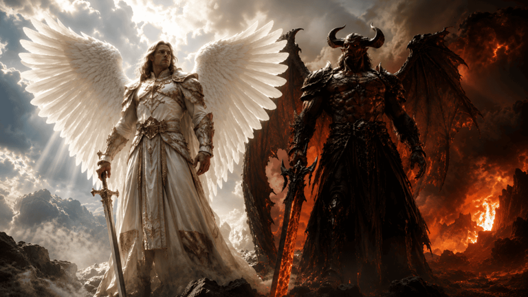 What will angels and demons do at the end of time?