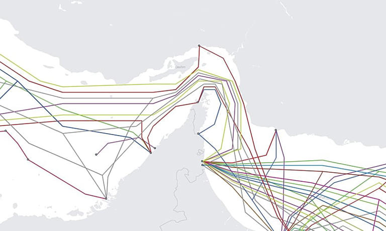 Submarine Cable Map detail of the Strait of Hormuz TeleGeography