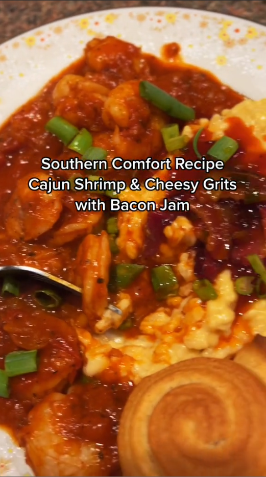 Cajun shrimp and cheesy grits comfort bowl