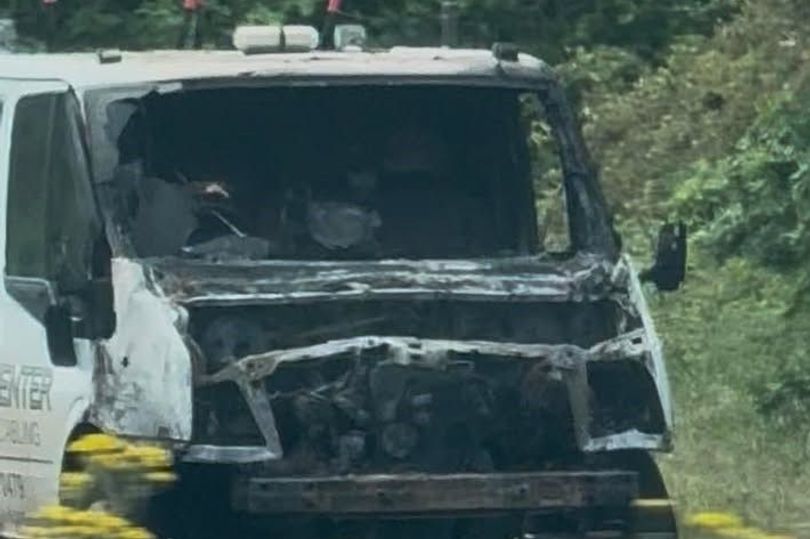Transit van goes up in flames on A-road near Tiverton