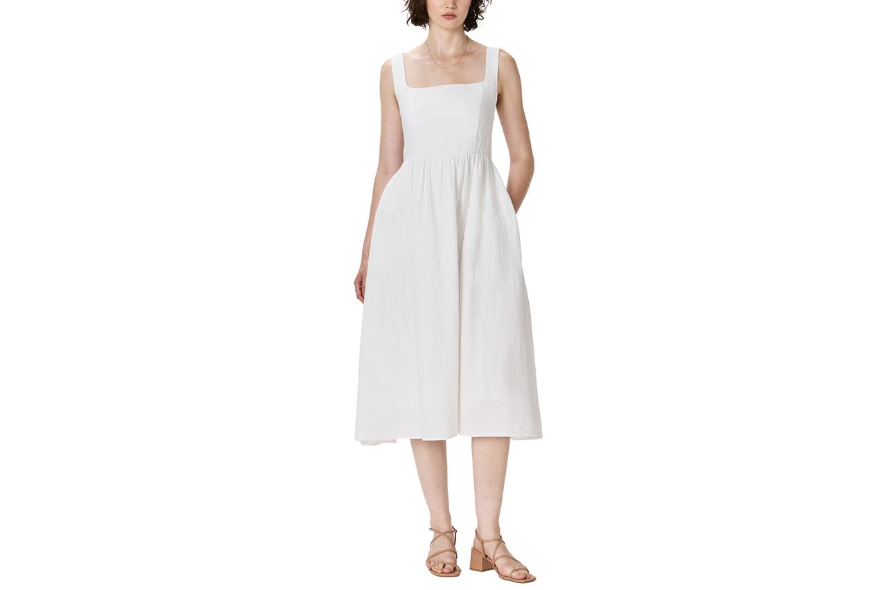 Quince 100% European Linen Fit & Flare Midi Dress