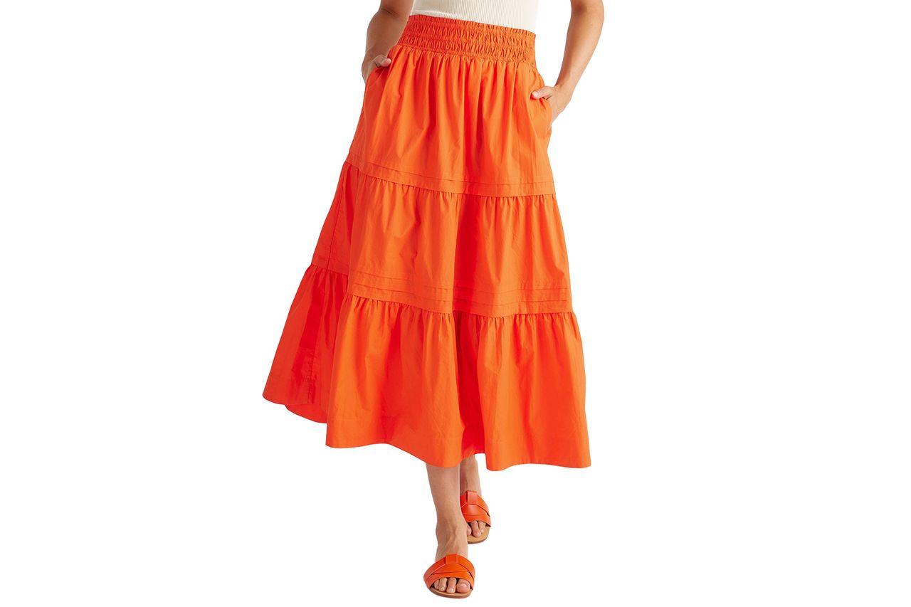 Quince 100% Organic Cotton Poplin Tiered Maxi Skirt