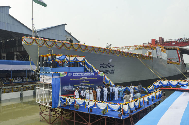 GRSE launches first next-gen offshore patrol vessel for Indian Navy