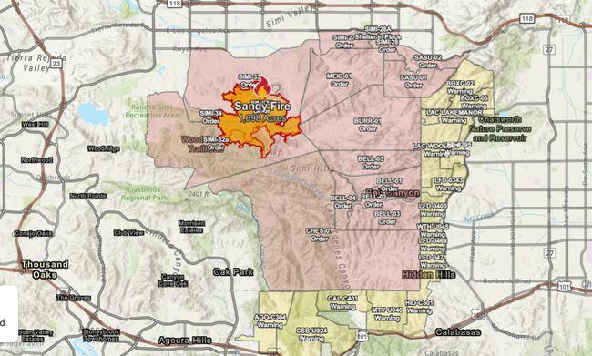 Sandy fire forces 44,000 Simi Valley residents to evacuate