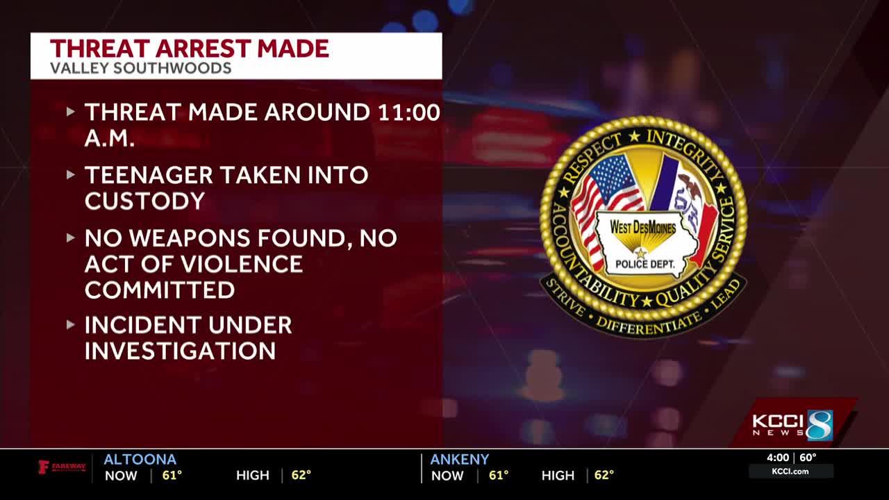 Juvenile taken into custody after reported threat at Valley Southwoods ...