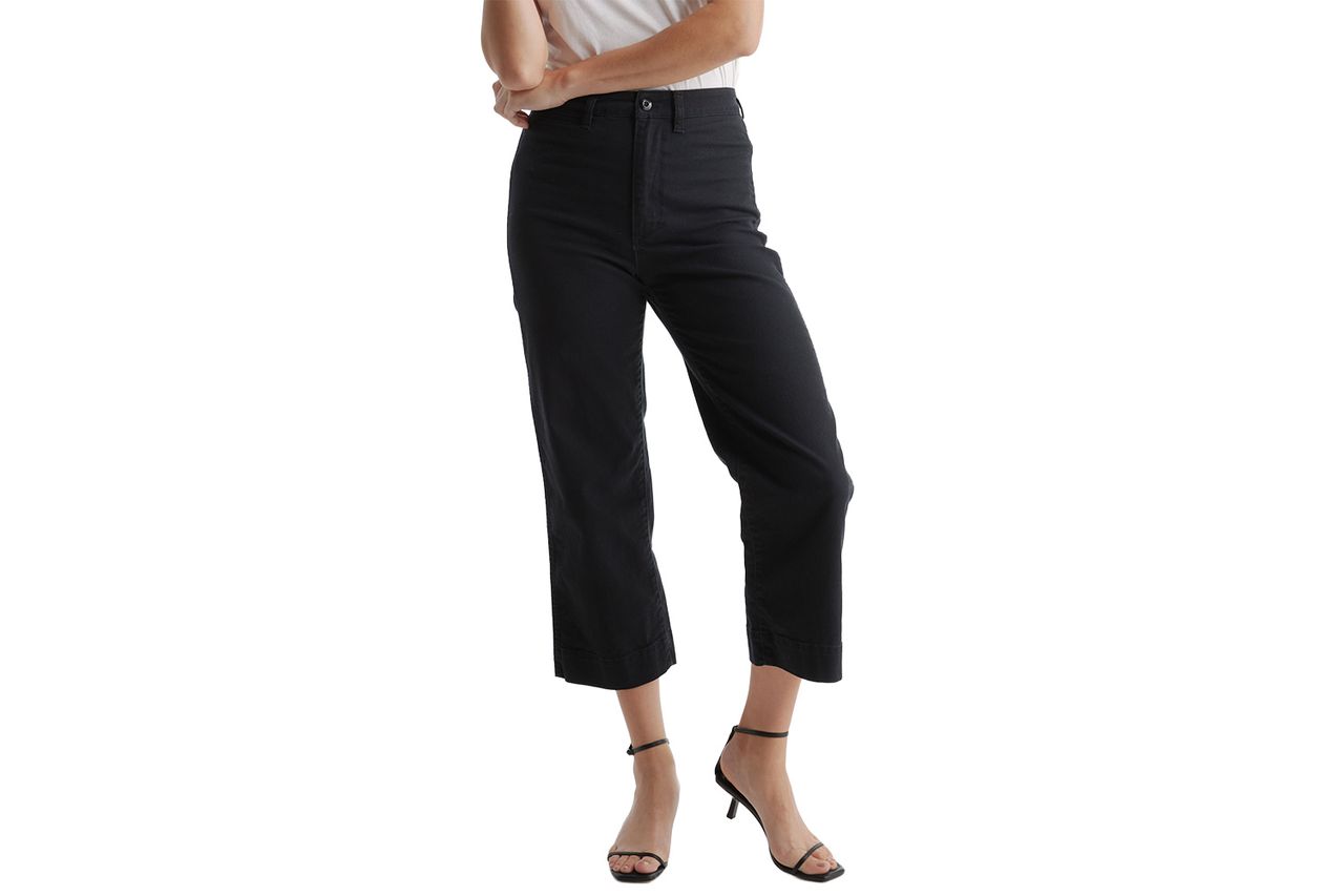 Quince Organic Stretch Cotton Twill Wide-Leg Crop Pants