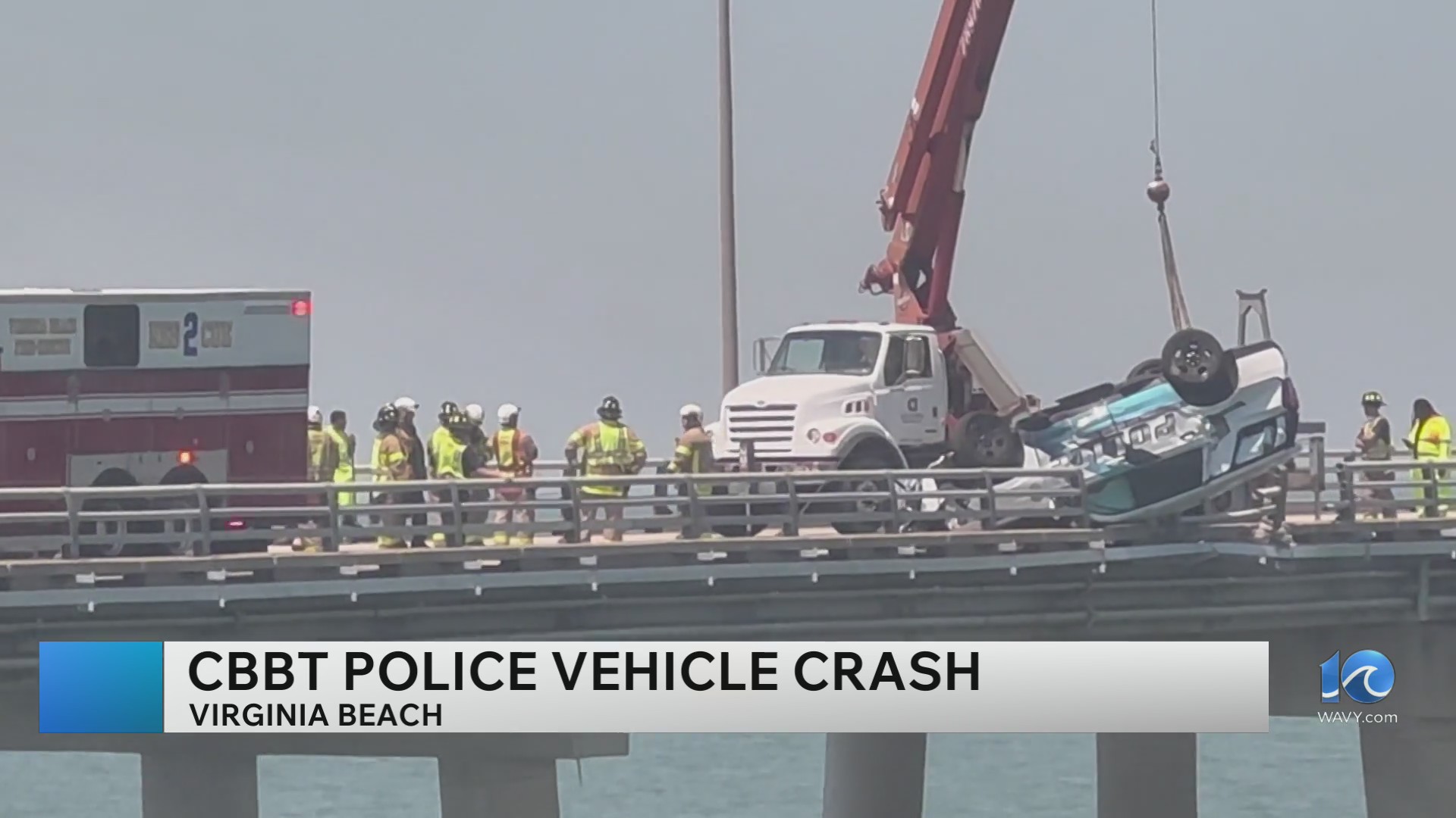 Crash involving police car on CBBT; southbound lanes open