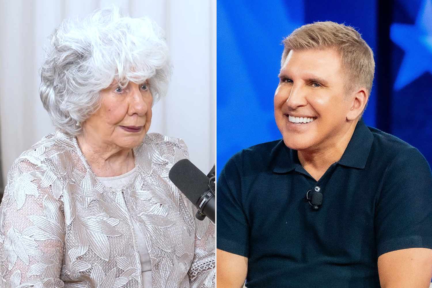 (Left) Faye Chrisley on 'Chrisley Confessions'; (Right) Todd Chrisley in March 2026 Credit: Chrisley Confessions/YouTube; Amy Harris/Shutterstock
