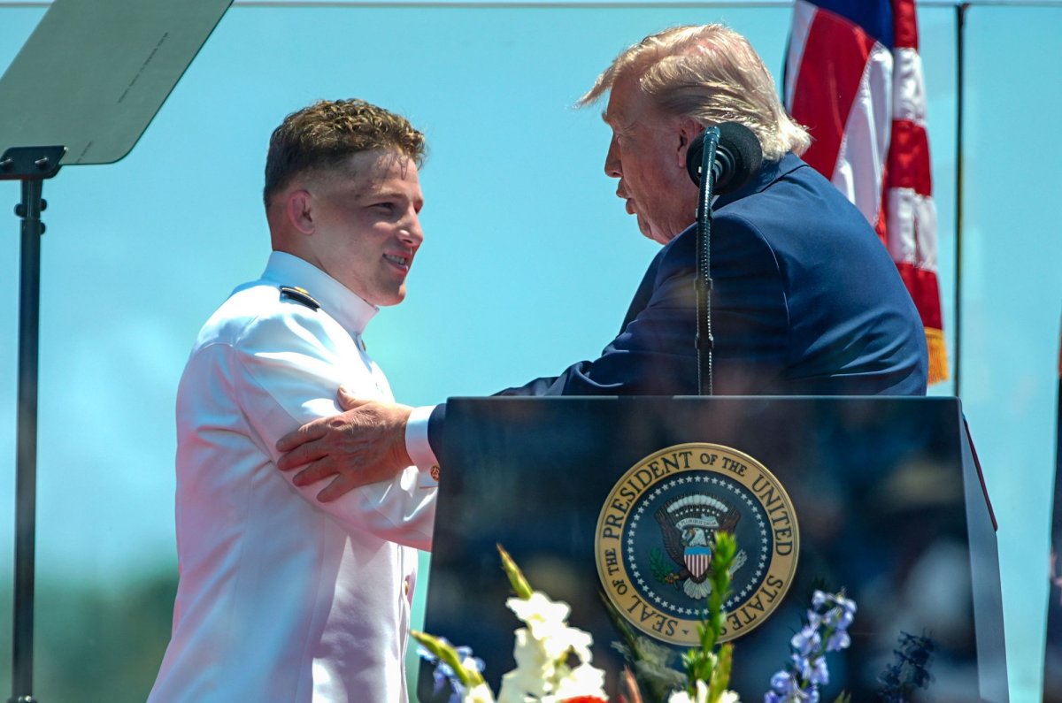 Donald Trump attends Coast Guard Academy's graduation ceremony
