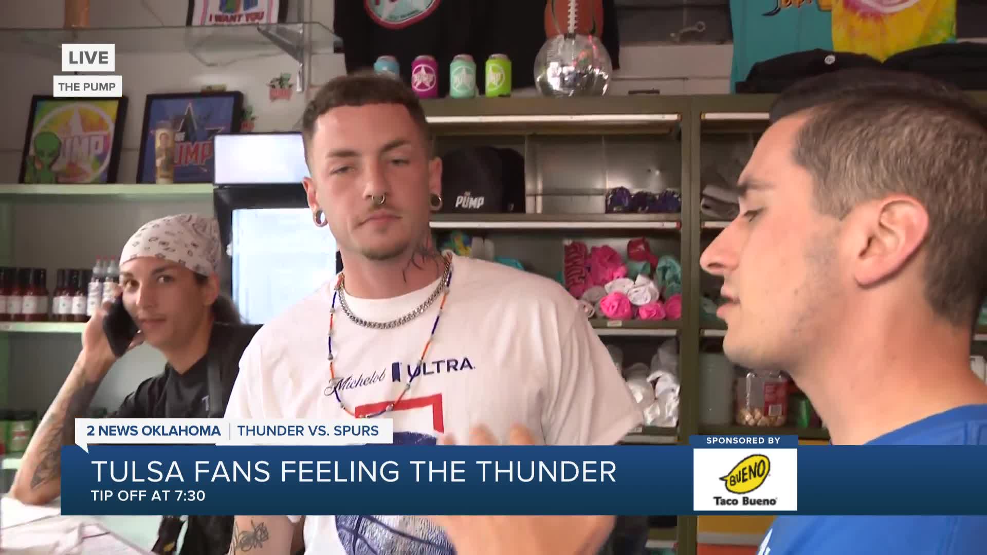 Samson talks to Thunder fans in Tulsa before Game 2