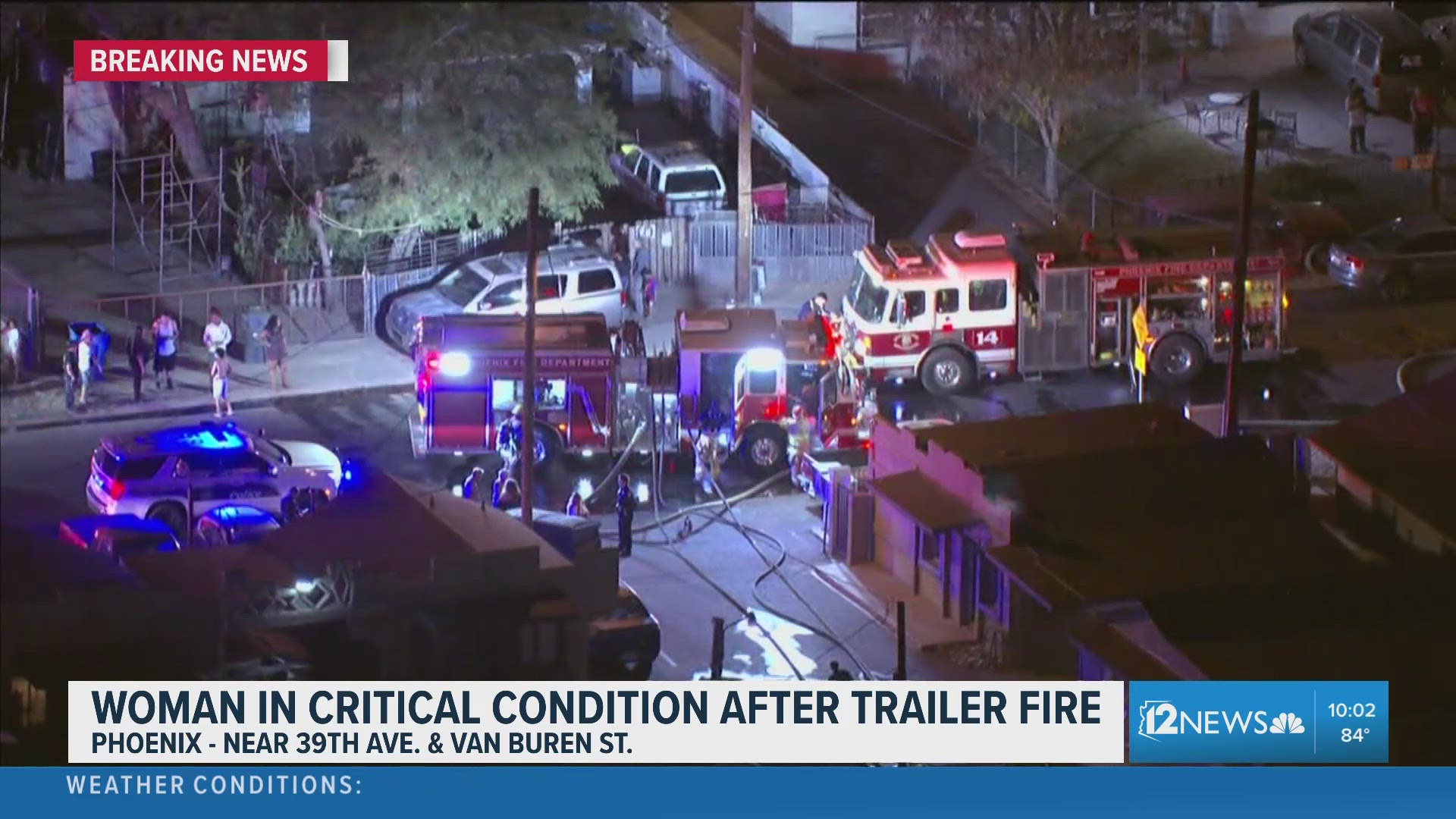 Woman in extremely critical condition following Phoenix trailer fire
