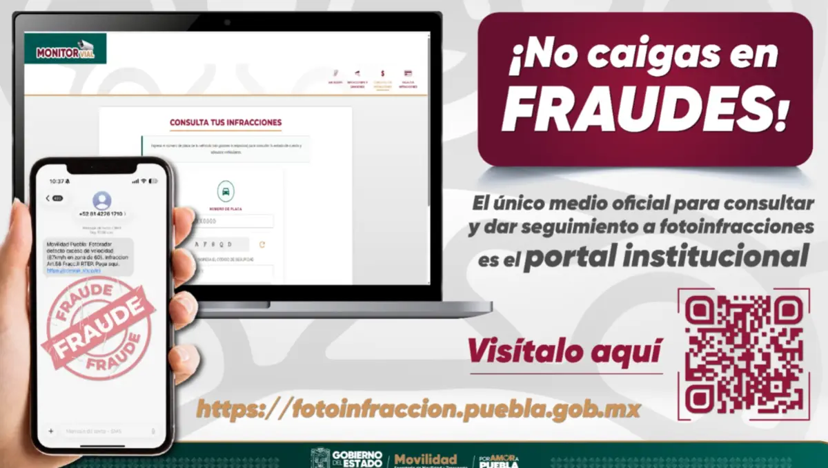 Puebla alerta por fraude con mensajes falsos de “fotomultas”