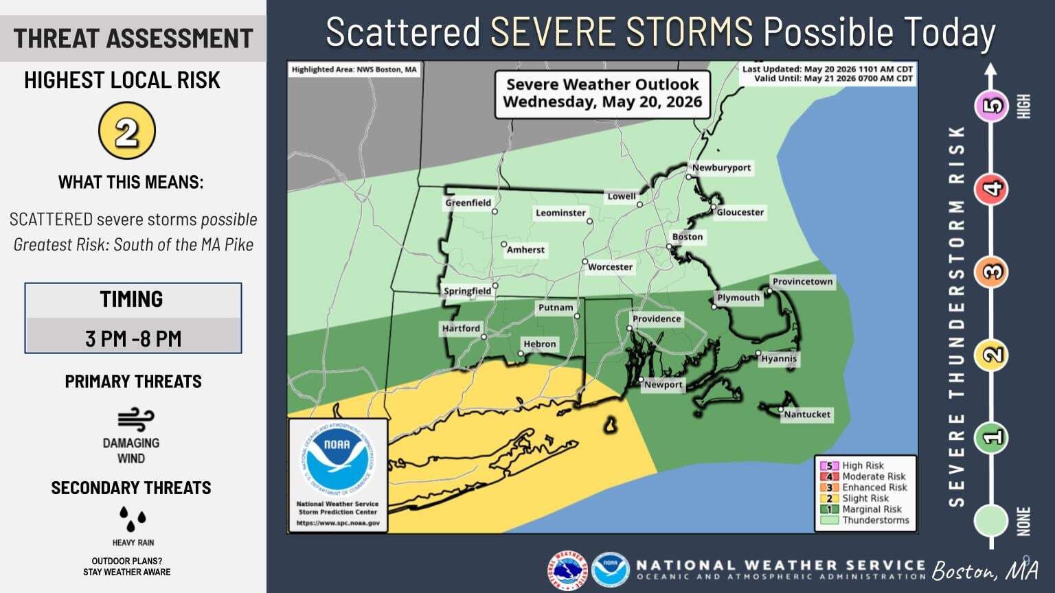 Severe storms possible Wednesday in Mass. before sunny, mild days return
