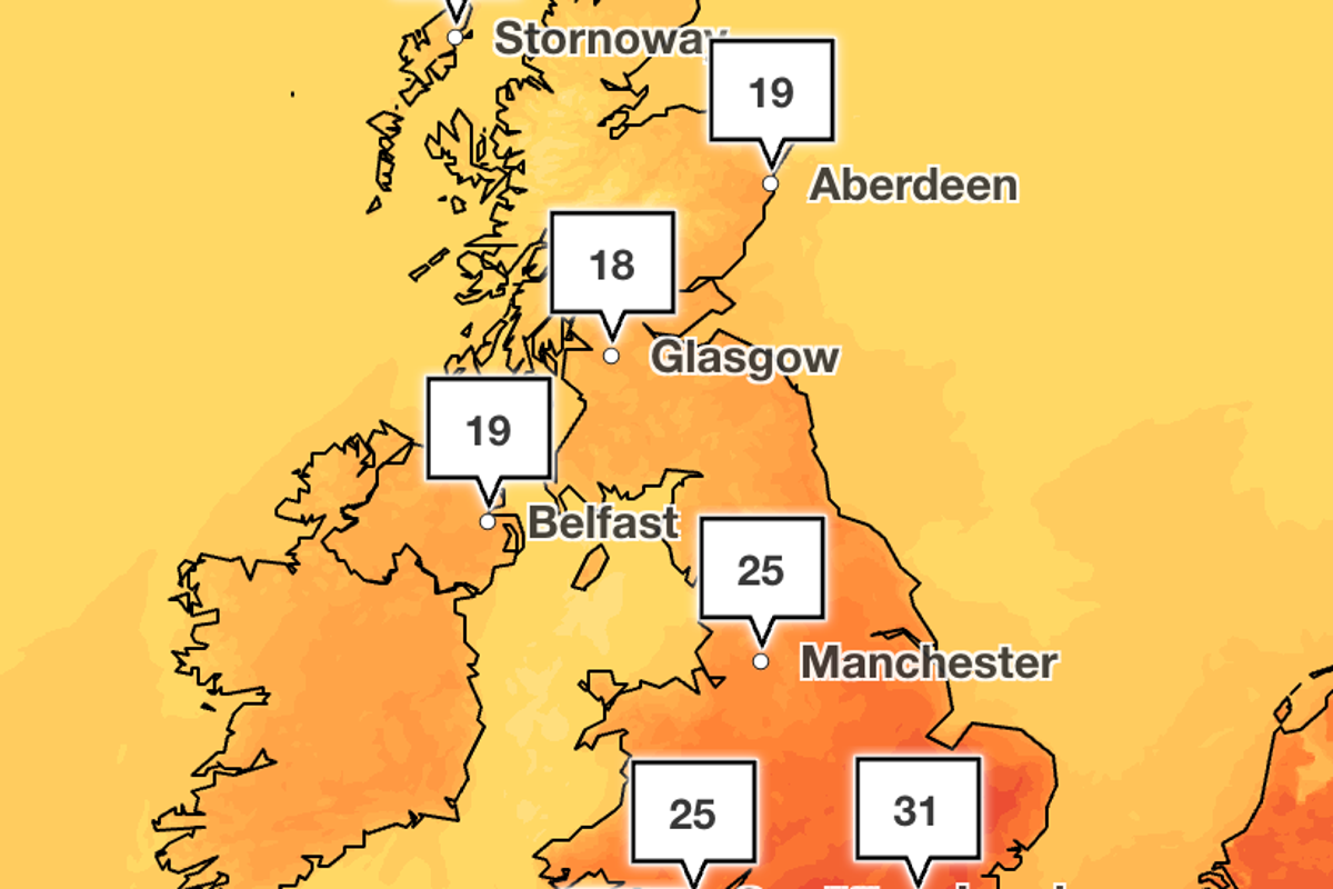 Mapped: Where temperatures could hit 30C in this week’s heatwave