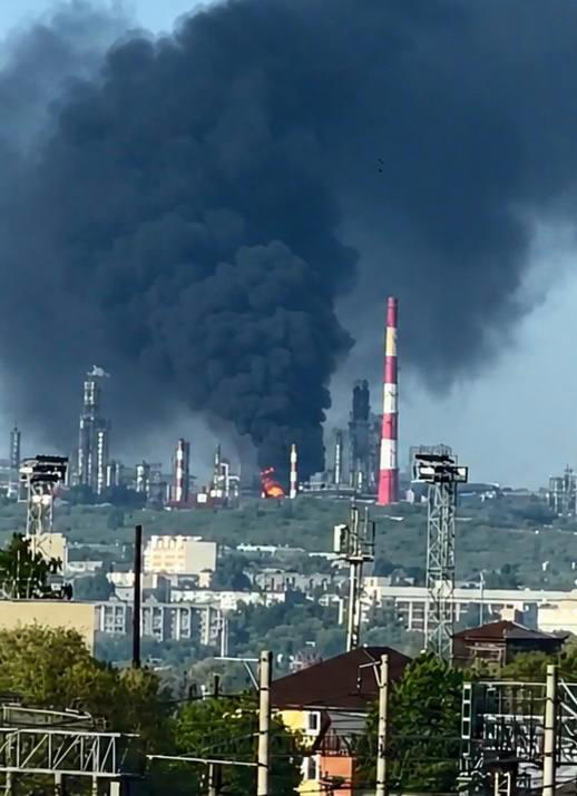 Major Russian oil refinery ablaze after drone attack