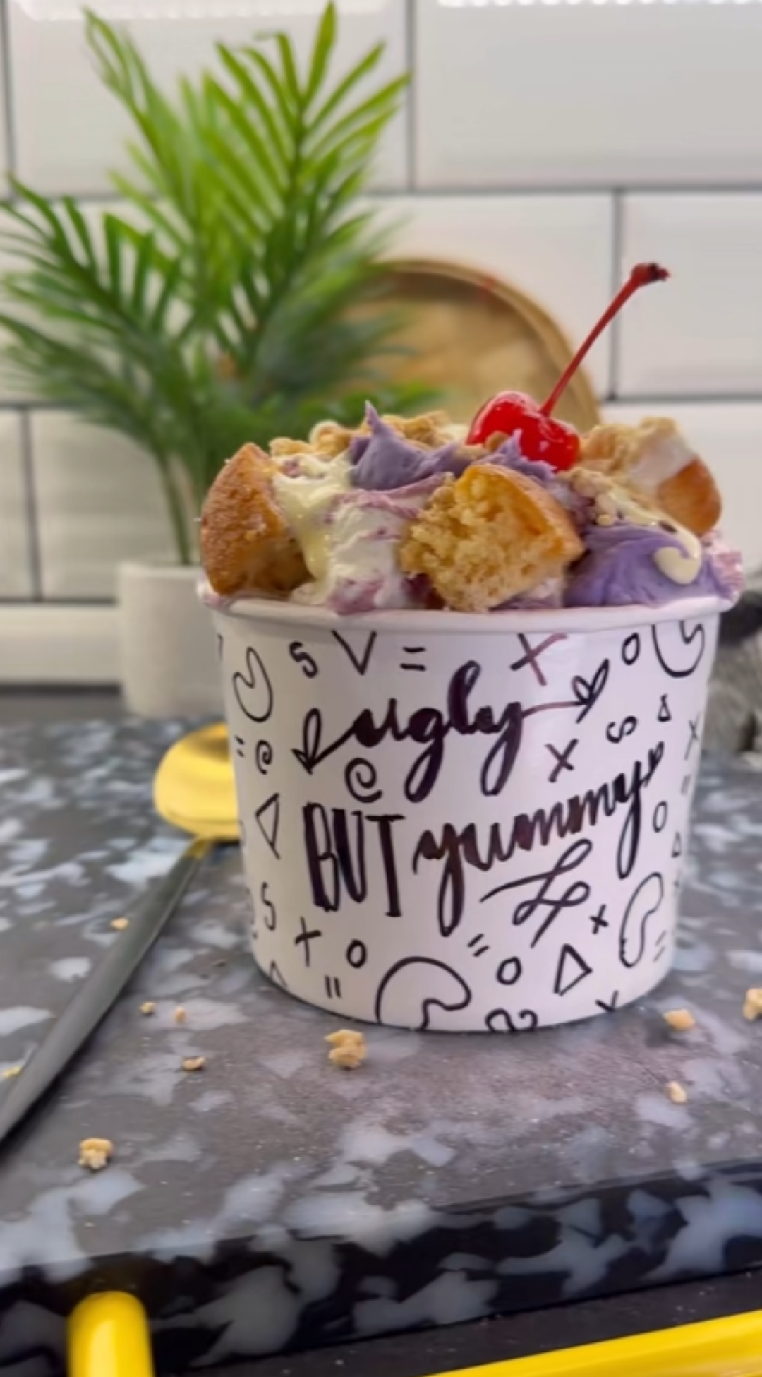 Ultimate ube and vanilla Fudgee Bar cake