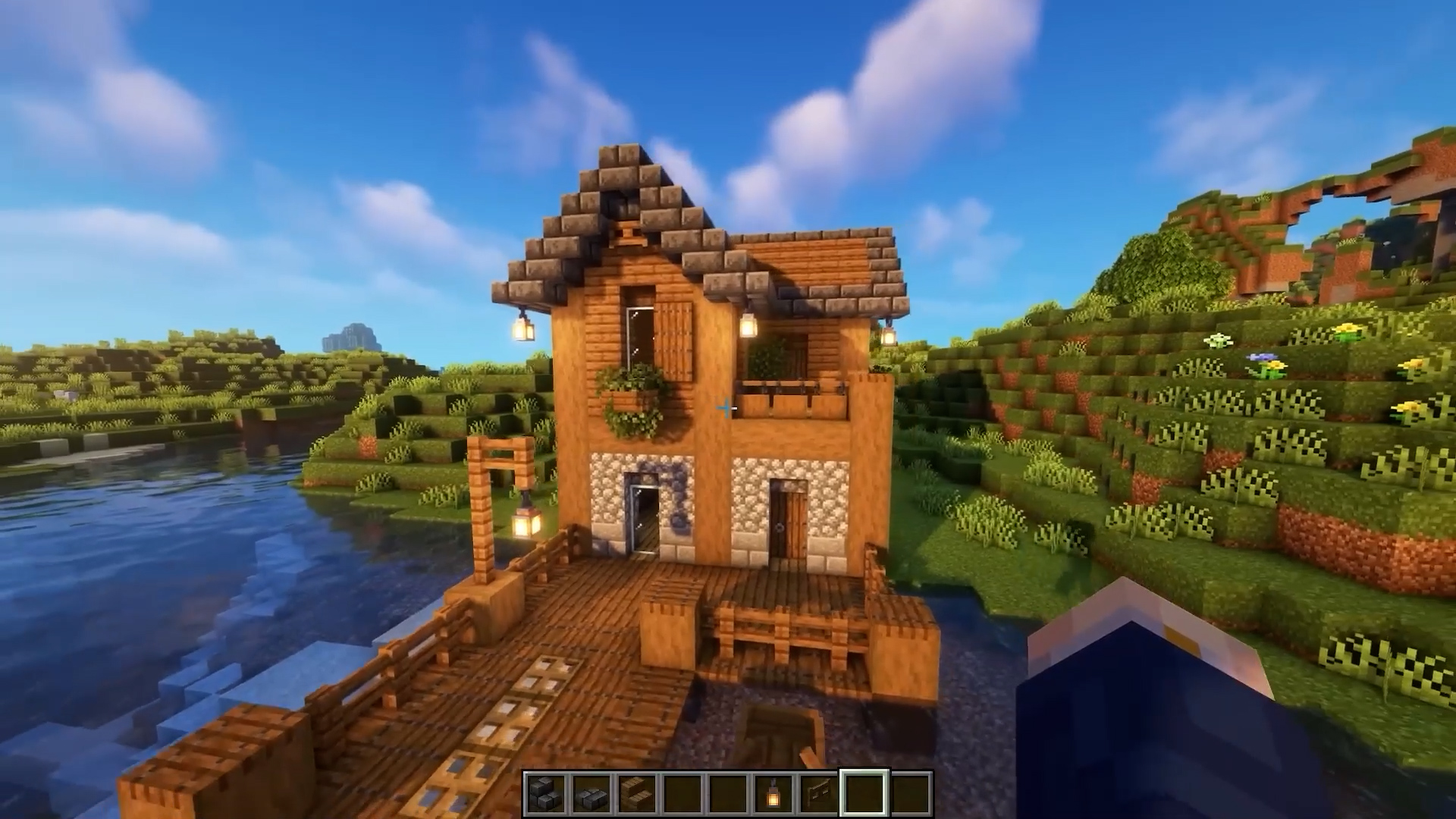 Build a wooden lake house with practical starter features