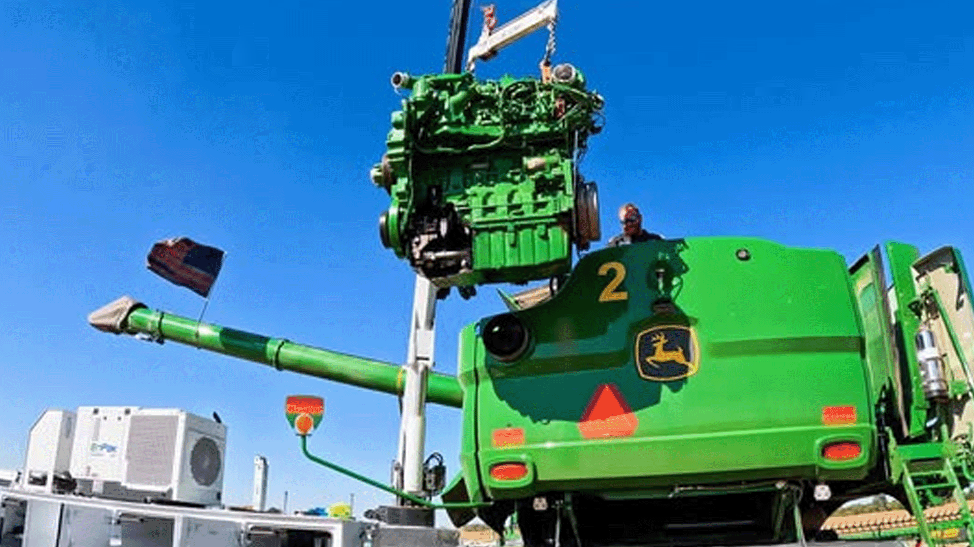 Pulling an engine in the field