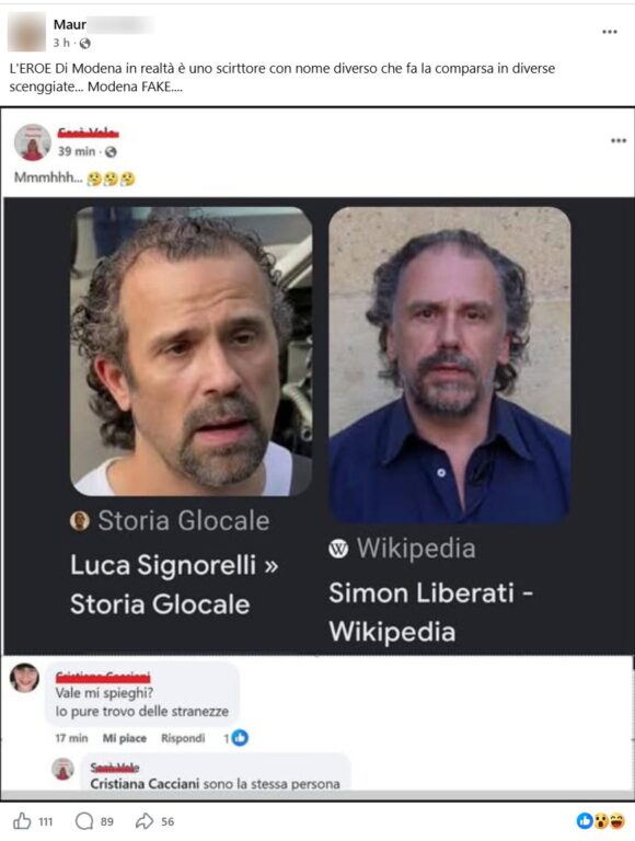 «L’eroe di Modena è un attore»: la teoria del complotto su Luca Signorelli