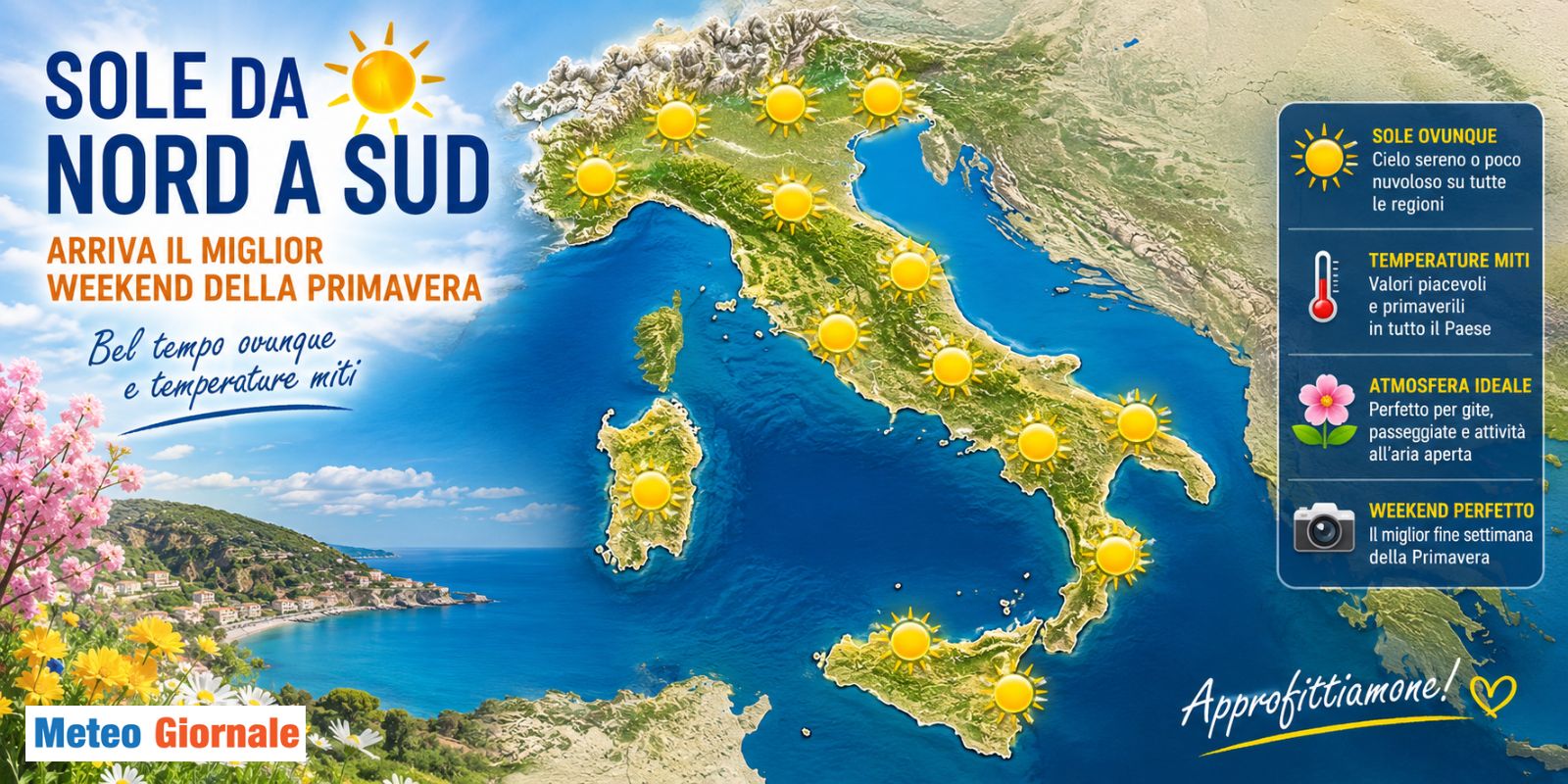 Sole da nord a sud: arriva il miglior weekend della primavera