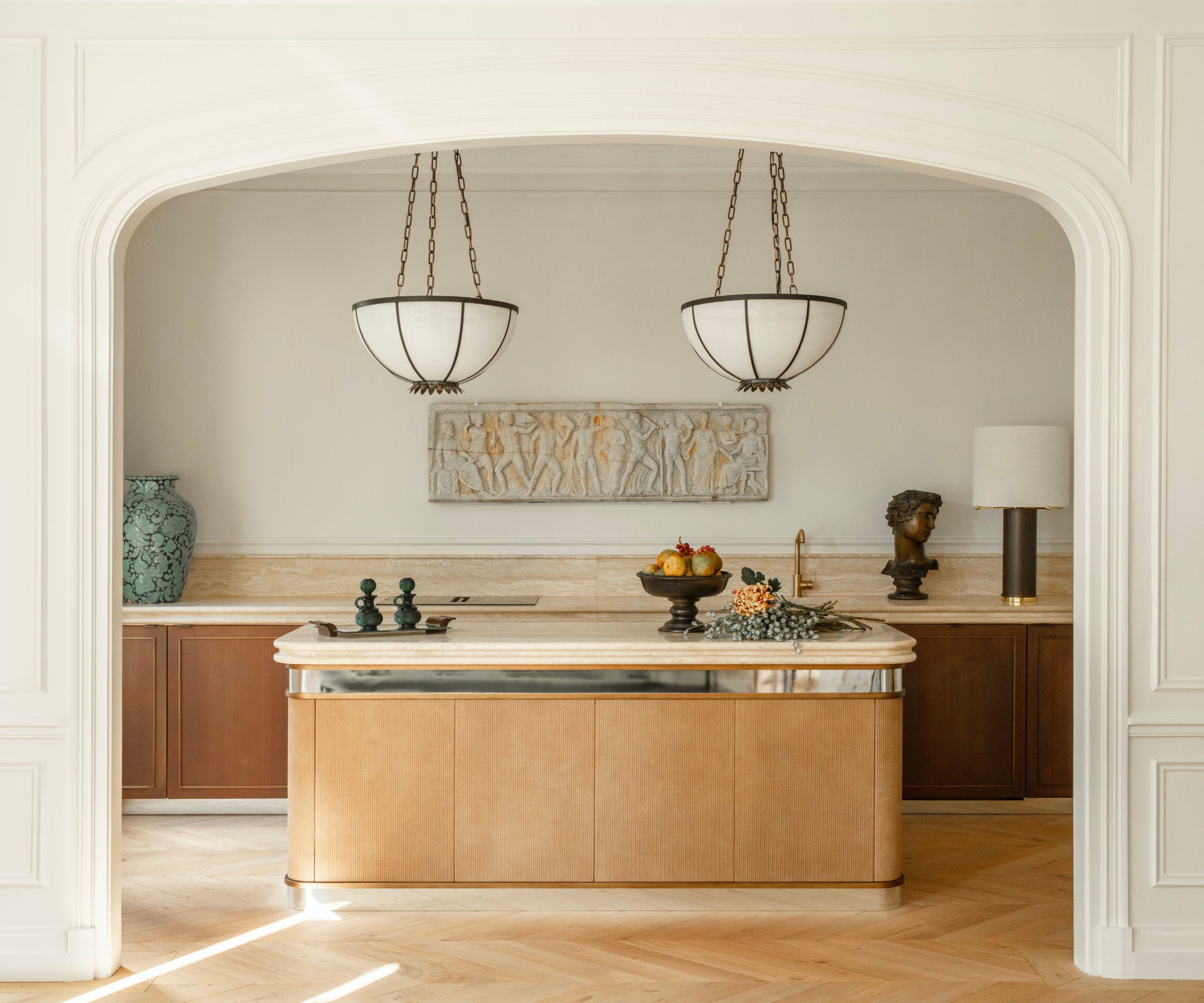 A wooden kitchen designed to not look like a kitchen