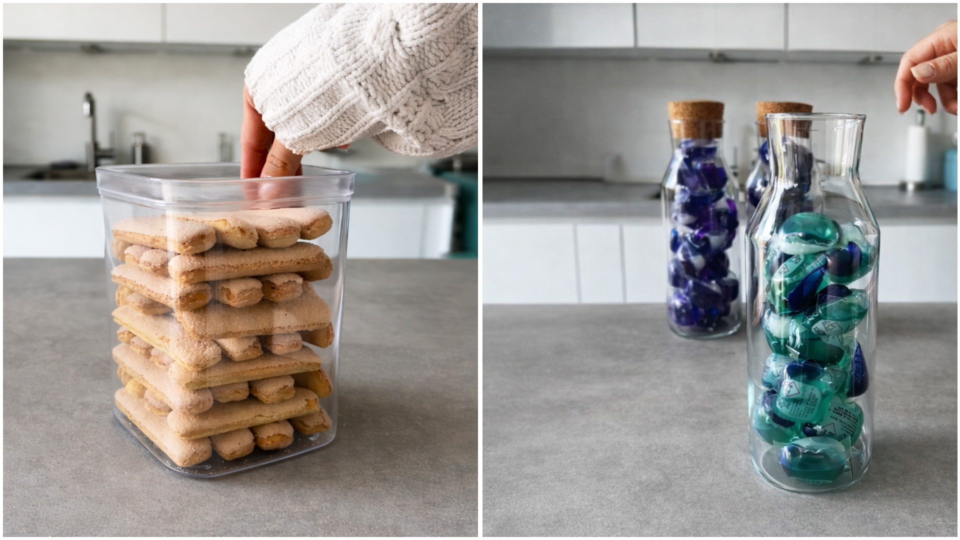 Minimal kitchen restock and container organization