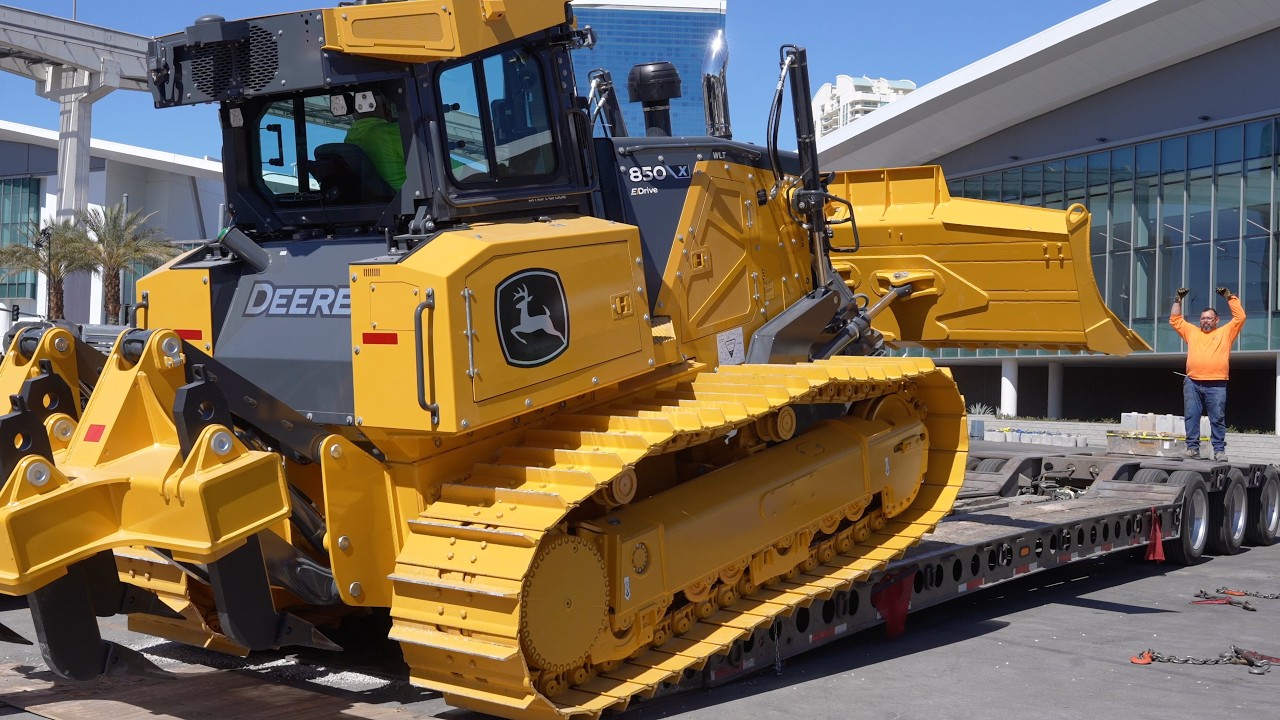 Massive Deere crawler dozer at construction equipment event