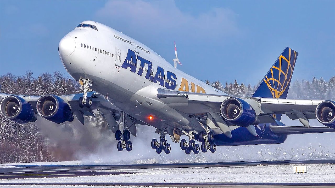 Watch giant cargo planes rip through freezing winter skies