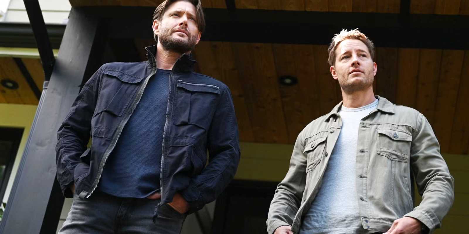 Jensen Ackles as Russell Shaw and Justin Hartley as Colter Shaw in Tracker