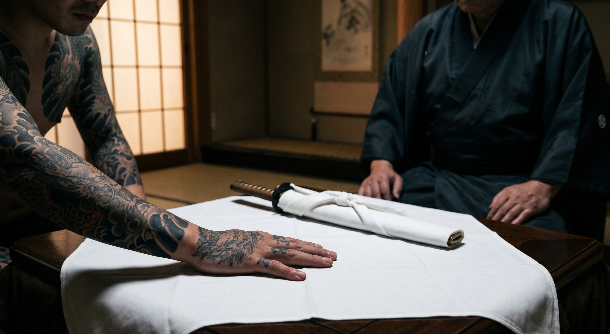 This video shows the yakuza ritual where men cut off their own fingers