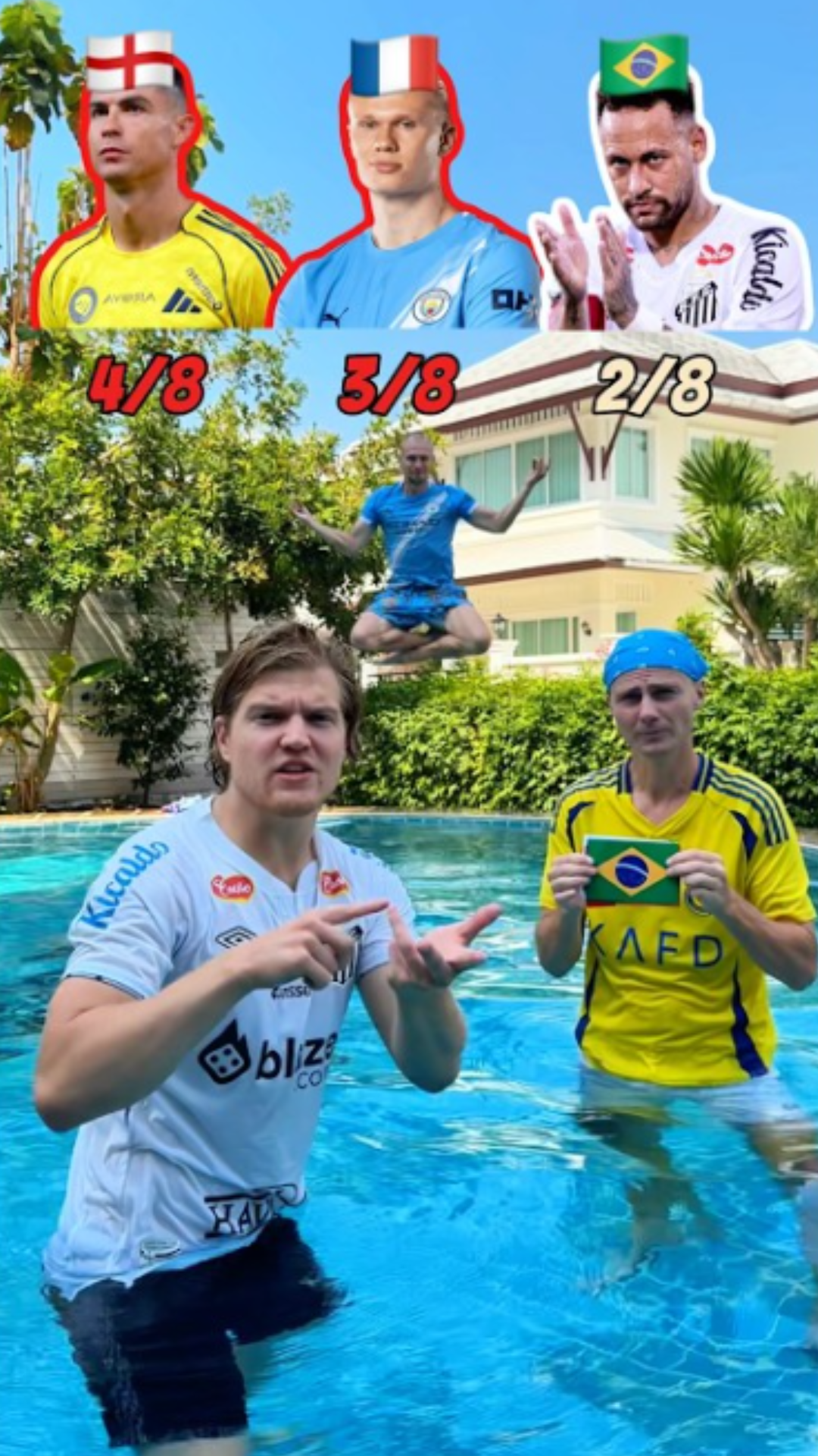 Epic footballers and swimming challenge showdown