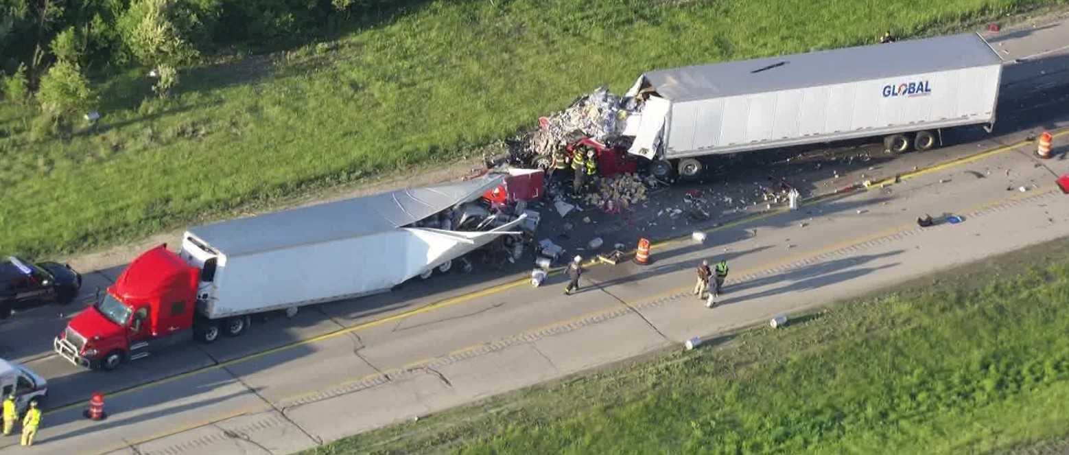 Fatal semi truck crash shuts down I-43 north in Waukesha County