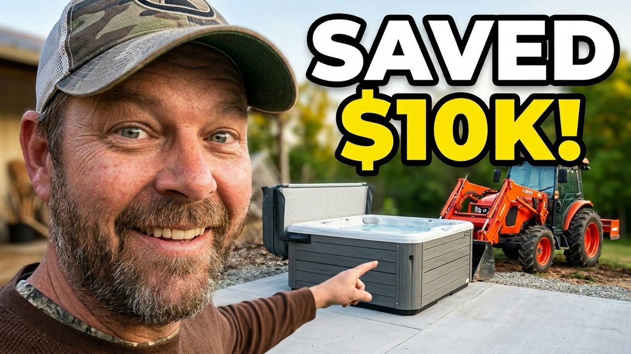 Tractor hot tub setup adventure DIY koi pond chaos