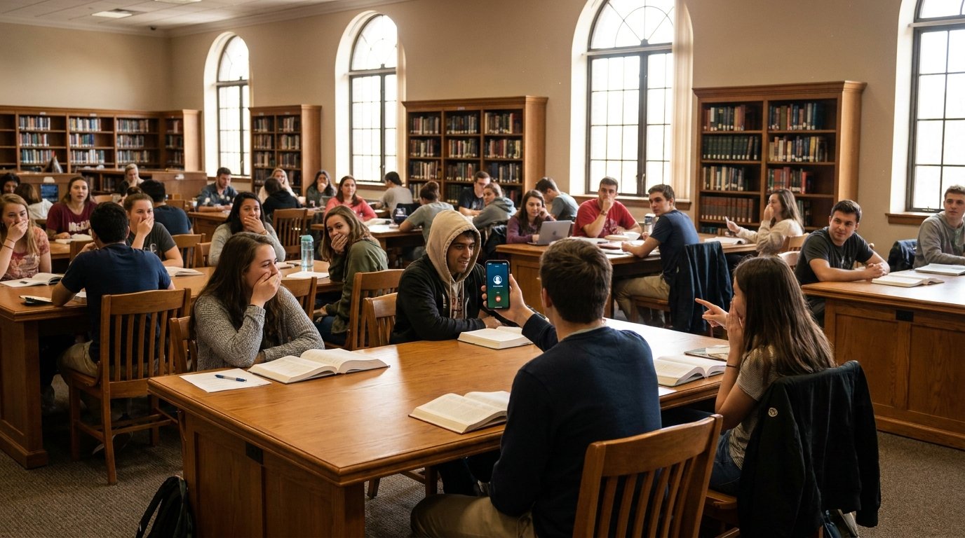 Embarrassing ringtones went off in a quiet library and everyone lost it