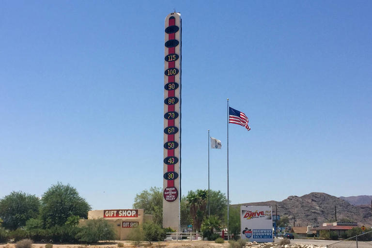 World’s tallest thermometer, between Las Vegas and LA., is for sale