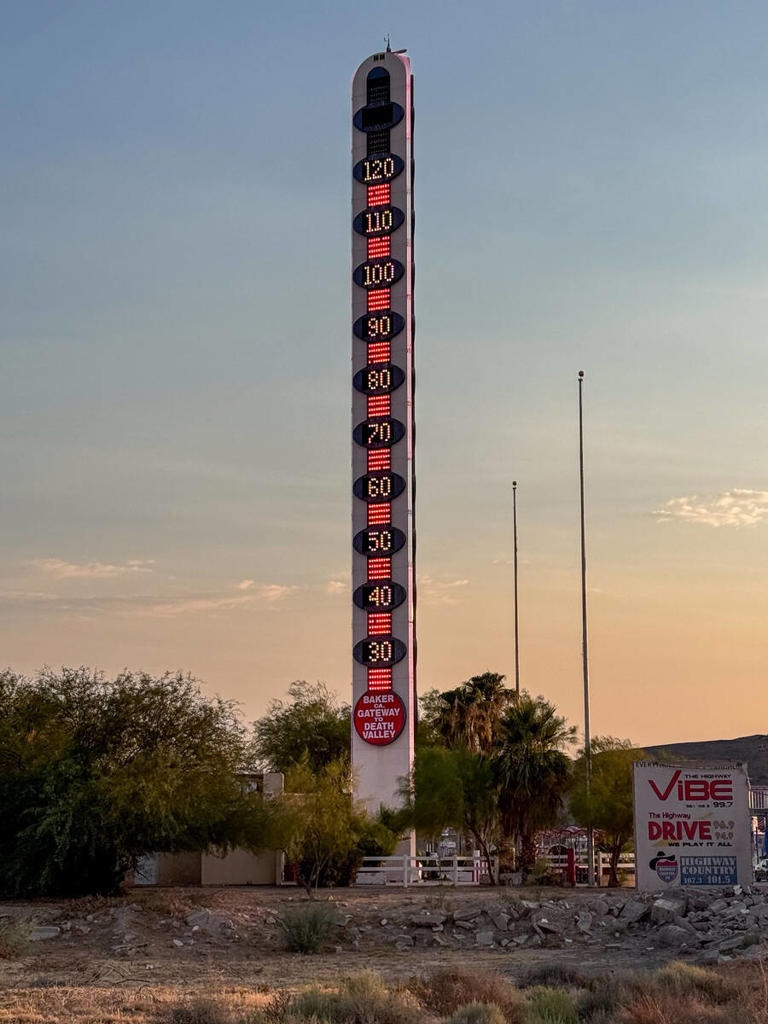 World’s tallest thermometer, between Las Vegas and LA., is for sale