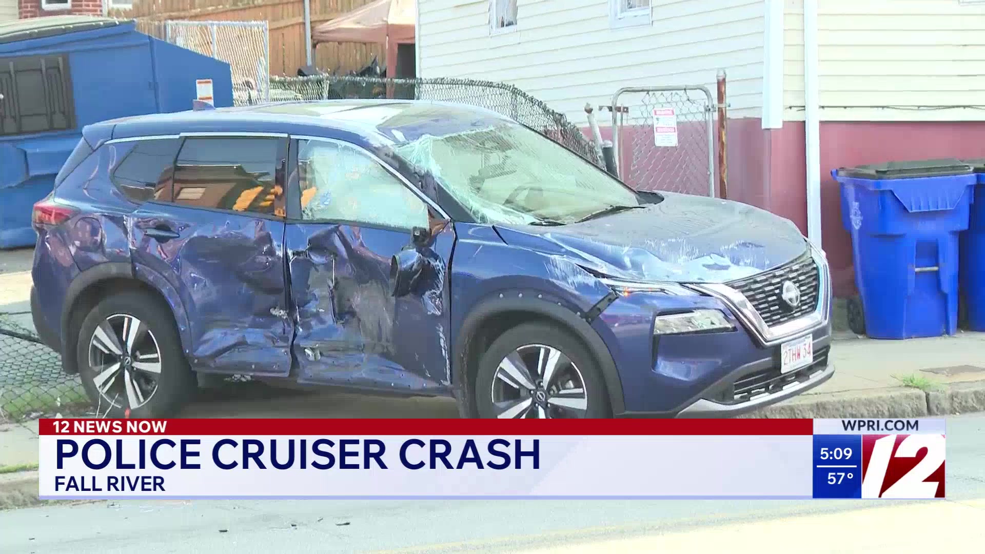 Fall River police say SUV crashed into cruiser with lights and sirens on