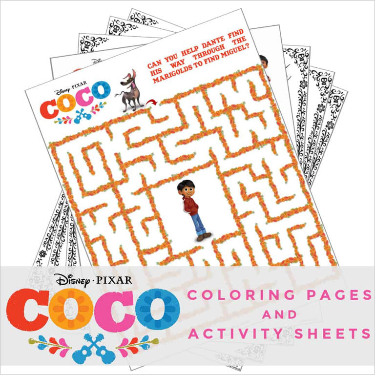 Disney-Pixar's Coco coloring pages and activity sheets!