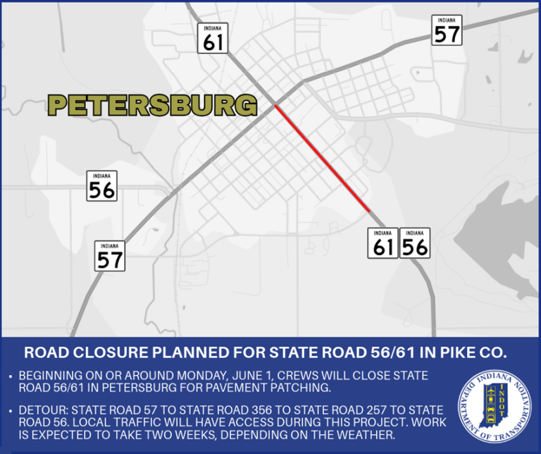 Road closure planned for State Road 56/61 in Pike County