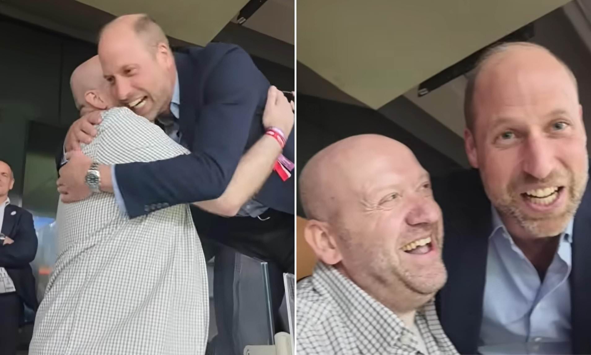 Moment William hugs fan as he celebrates Villa'a win in the stands and ...