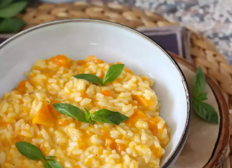 Colorful and delicate pumpkin risotto