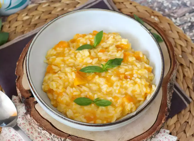 Colorful and delicate pumpkin risotto