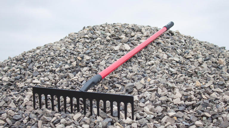 The best tool for raking gravel walkways or paths on a slope