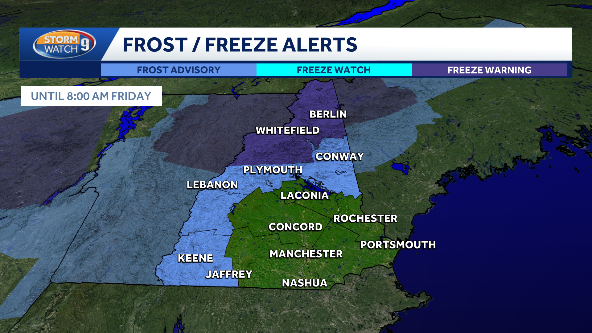 Freeze warning, frost advisory issued for northern and western NH ...