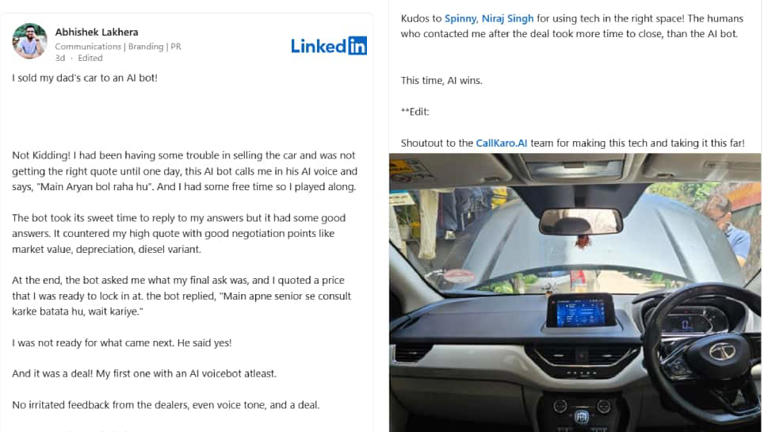 I sold my dad's car to an AI bot: Man says experience felt calmer than ...