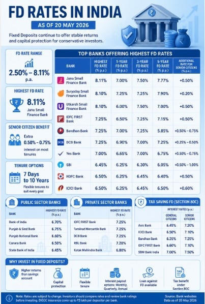 FD rates May 2026: Fixed deposit returns range from 2.5% to over 8% ...