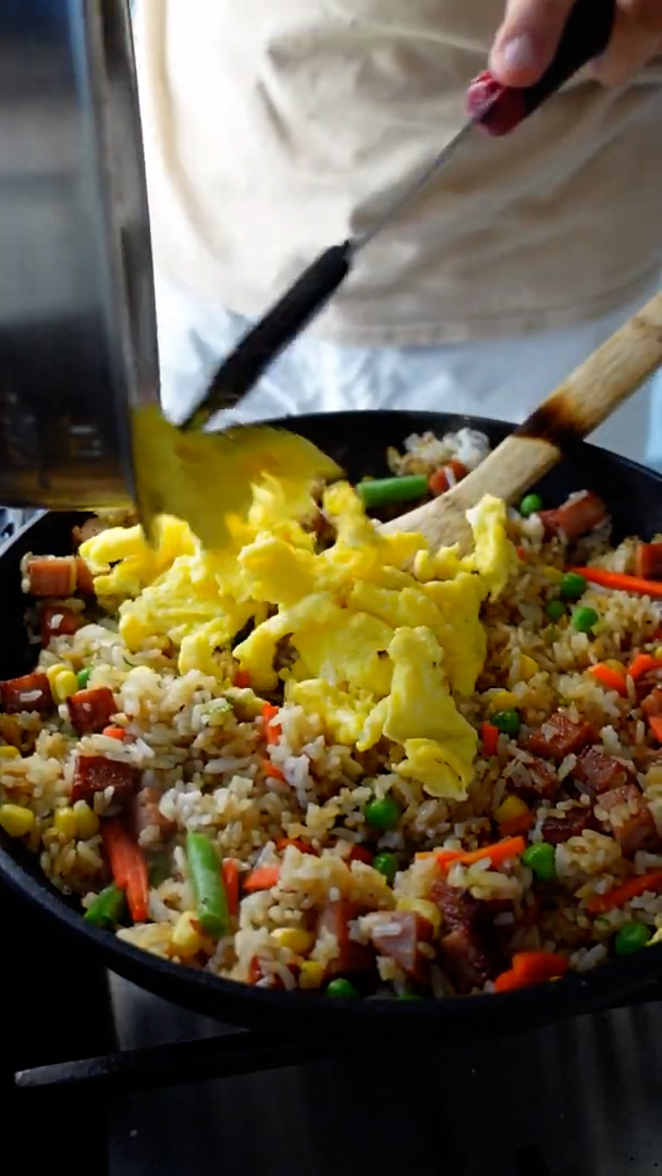 Making restaurant-quality fried rice with spam and simple pantry staples